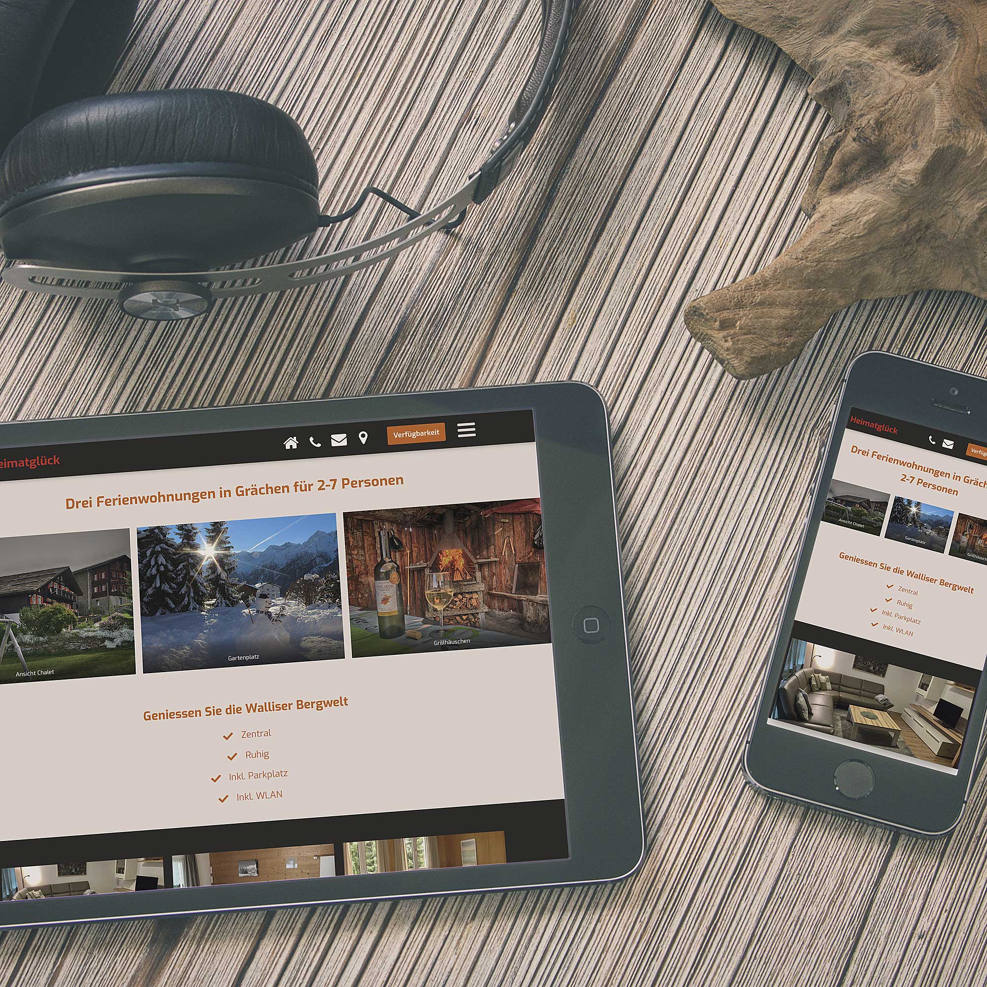 Chalet Heimatglück auf Tablet und Handy Ansicht